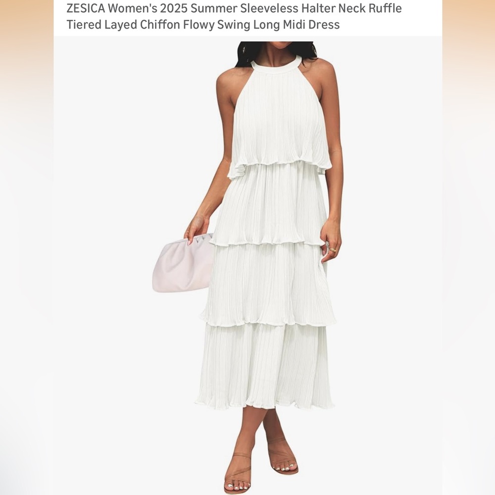 NWT White Layered Midi Dress